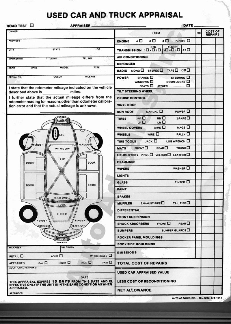 Car Appraisal Form